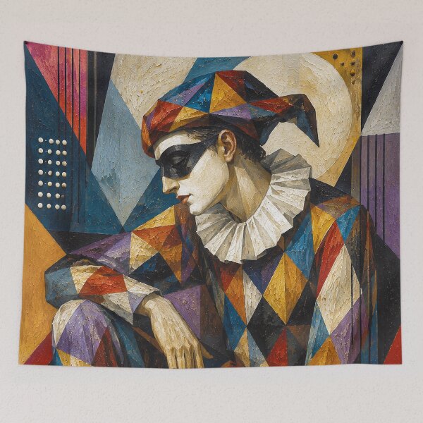 Item preview, Harlequin a cubist painting. designed and sold by GalleryKauffeld.