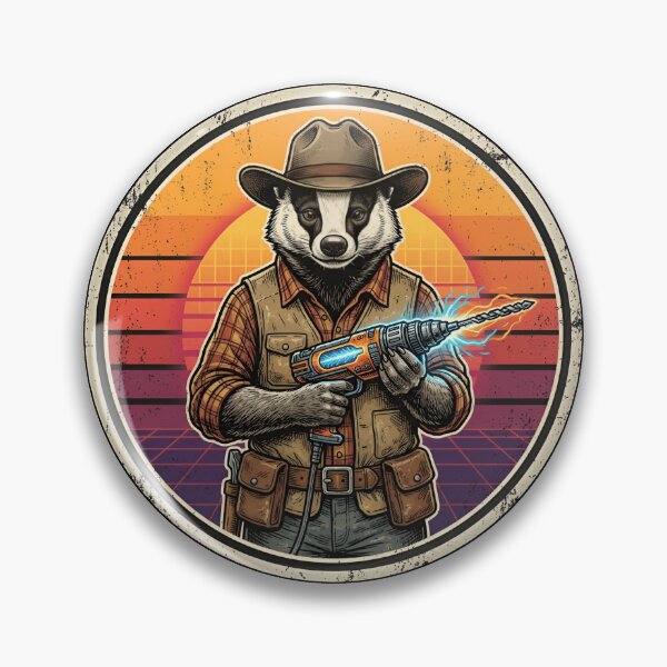 Item preview, Retro Prospector Badger Plasma Drill Vintage Badge designed and sold by DuckOddity.
