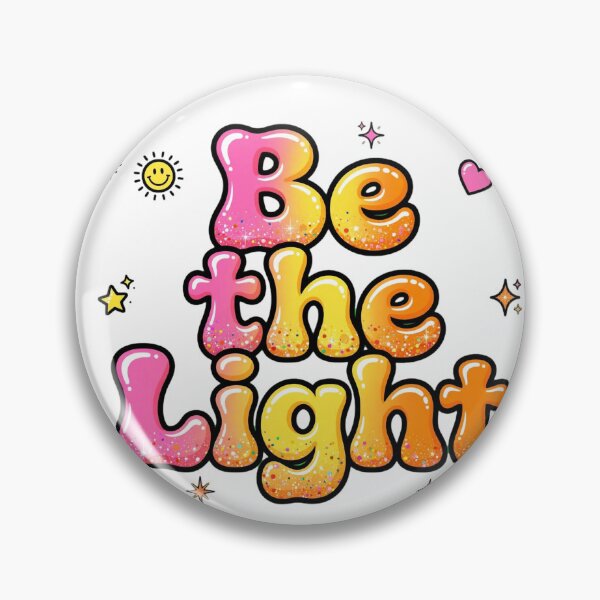 Item preview, Be The Light Colorful Glitter Retro Typography Pink Yellow Orange Bubble Lettering designed and sold by AuraVibesArts .
