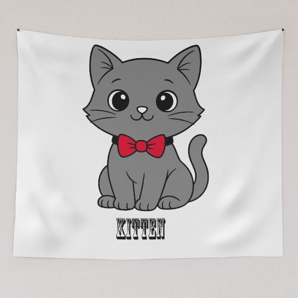 Item preview, Cute Cartoon Gray Cat with a Red Bow Tie designed and sold by argopalazoni17.