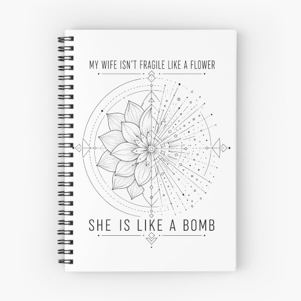 Item preview, My Wife Isn't Fragile Like A Flower She Is Like A Bomb Geometric Mandala Duality Art Sarcastic Marriage Humor Gift for Husbands designed and sold by Nightarel.