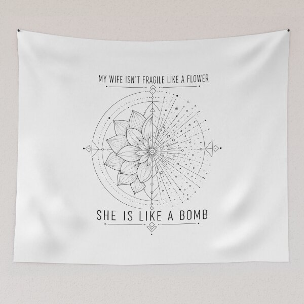 Item preview, My Wife Isn't Fragile Like A Flower She Is Like A Bomb Geometric Mandala Duality Art Sarcastic Marriage Humor Gift for Husbands designed and sold by Nightarel.