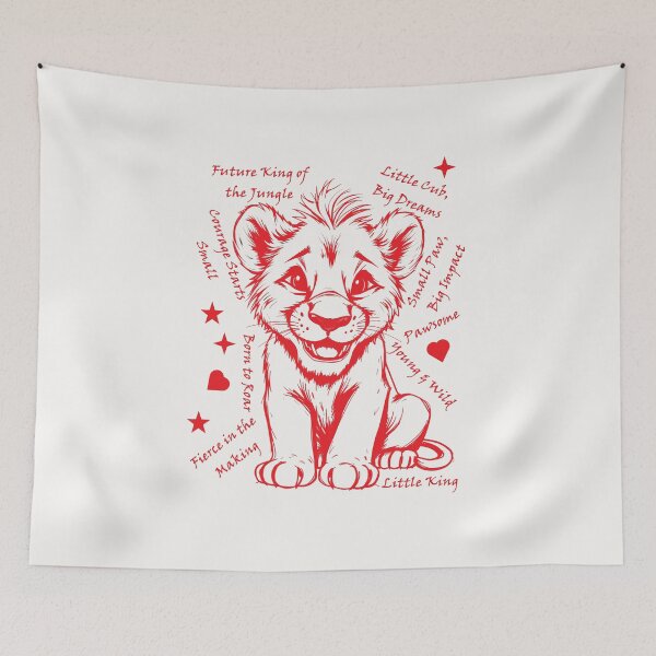Item preview, Red Lion Cub Courage & Strength Inspirational Art designed and sold by VibeShift Studio.