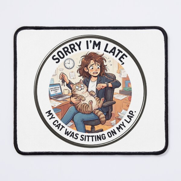 Item preview, Sorry I'm late - Cat on lap designed and sold by ME design.