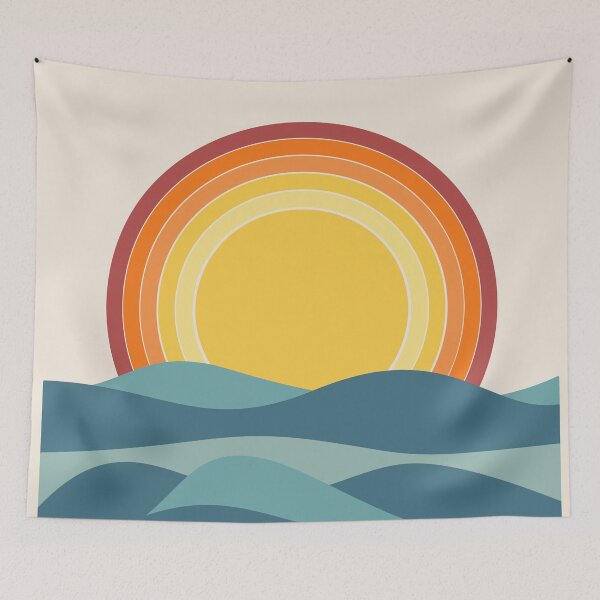 Item preview, Retro 70s Sunset Ocean Waves designed and sold by Moodprint5.
