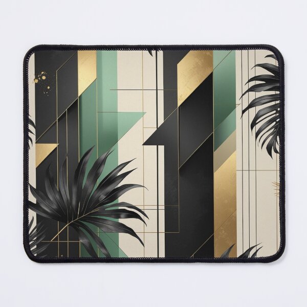 Item preview, Luxury Art Deco Tropical Pattern | Black Monstera & Gold Geometric Wall Art designed and sold by semenol.