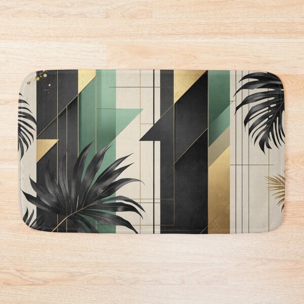 Item preview, Luxury Art Deco Tropical Pattern | Black Monstera & Gold Geometric Wall Art designed and sold by semenol.