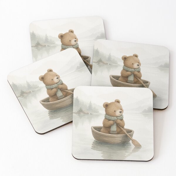 Item preview, Cute Teddy Bear Rowing Wooden Boat designed and sold by Orivane Shop.