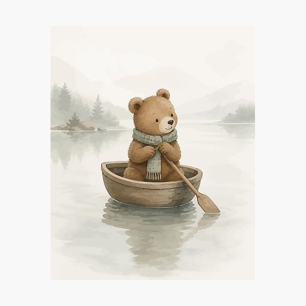 Item preview, Cute Teddy Bear Rowing Wooden Boat designed and sold by Orivane Shop.