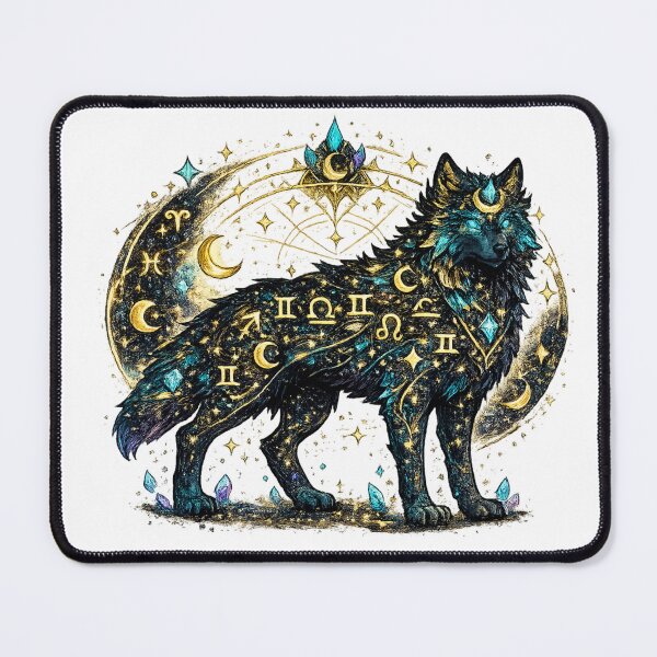 Item preview, Celestial Zodiac Wolf Astrology T-Shirt | Mystical Galaxy Wolf Constellation Design designed and sold by irfanshikh.
