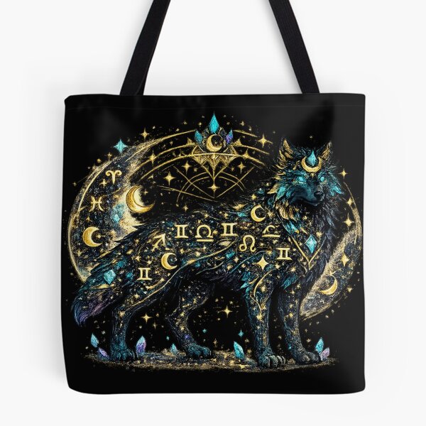 Item preview, Celestial Zodiac Wolf Astrology T-Shirt | Mystical Galaxy Wolf Constellation Design designed and sold by irfanshikh.