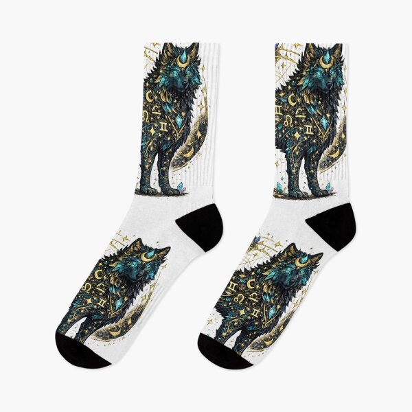Item preview, Celestial Zodiac Wolf Astrology T-Shirt | Mystical Galaxy Wolf Constellation Design designed and sold by irfanshikh.