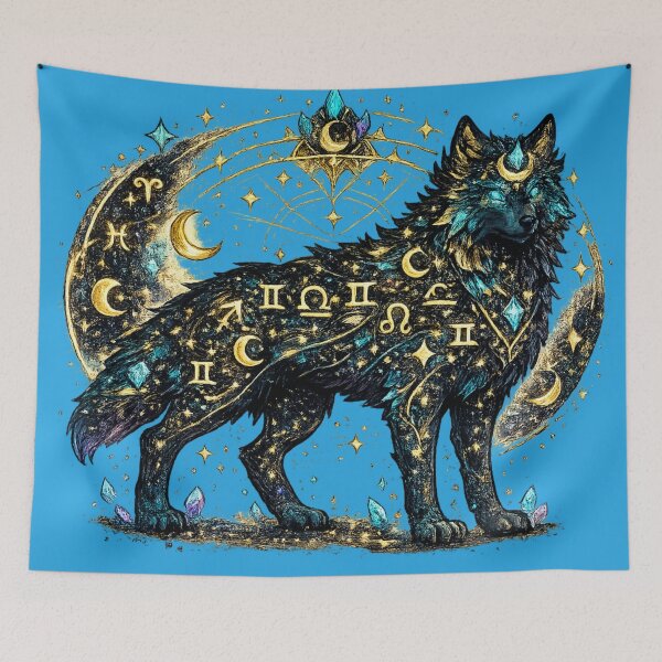 Item preview, Celestial Zodiac Wolf Astrology T-Shirt | Mystical Galaxy Wolf Constellation Design designed and sold by irfanshikh.