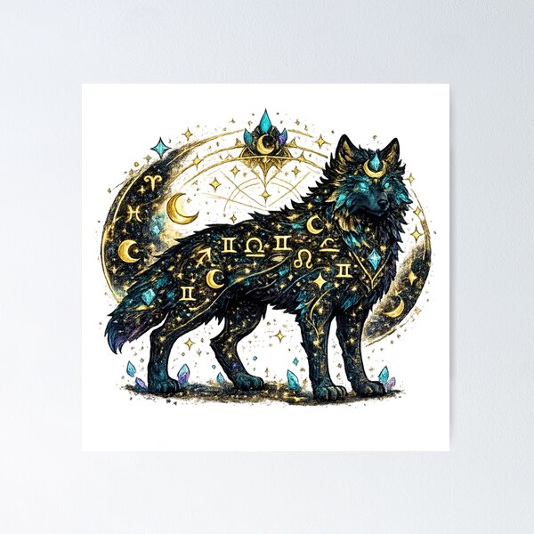 Item preview, Celestial Zodiac Wolf Astrology T-Shirt | Mystical Galaxy Wolf Constellation Design designed and sold by irfanshikh.