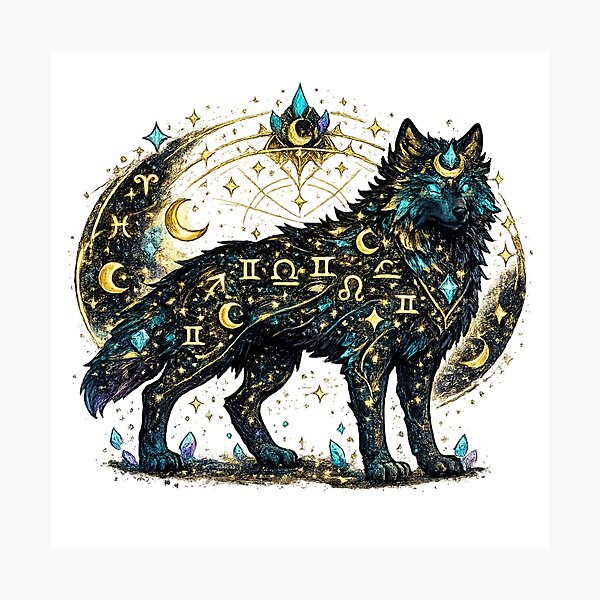 Item preview, Celestial Zodiac Wolf Astrology T-Shirt | Mystical Galaxy Wolf Constellation Design designed and sold by irfanshikh.