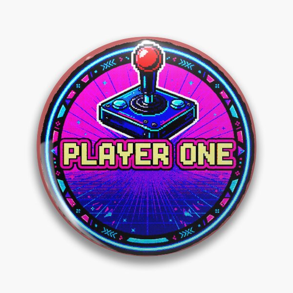 Item preview, Player One | Retro 80s Neon Arcade Badge designed and sold by AstronautMerch.