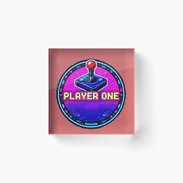 Item preview, Player One | Retro 80s Neon Arcade Badge designed and sold by AstronautMerch.