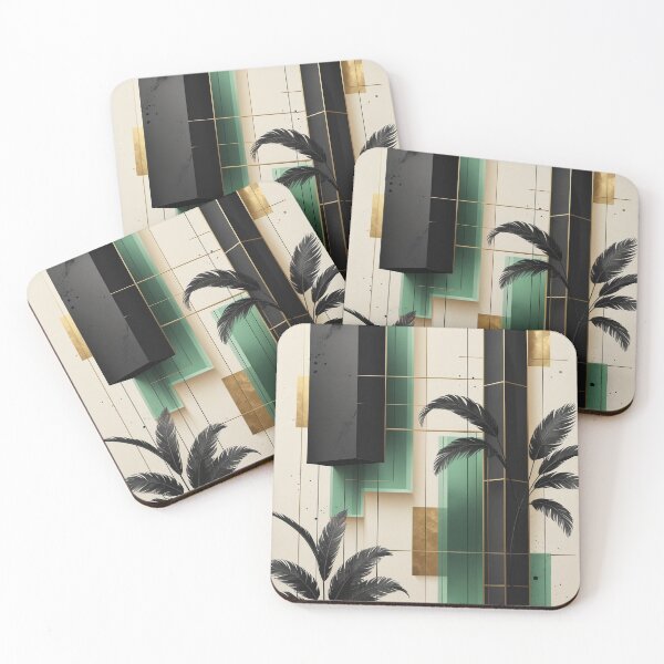 Item preview, Modern Art Deco Botanical Design | Tropical Monstera & Gold Abstract Pattern designed and sold by semenol.