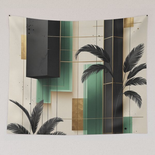 Item preview, Modern Art Deco Botanical Design | Tropical Monstera & Gold Abstract Pattern designed and sold by semenol.