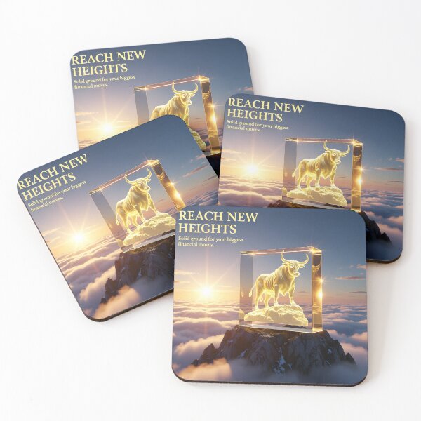 Item preview, Reach New Heights Bull Market Trophy Poster: Mountain Peak Sunrise Crystal Canvas designed and sold by Creative-RE.