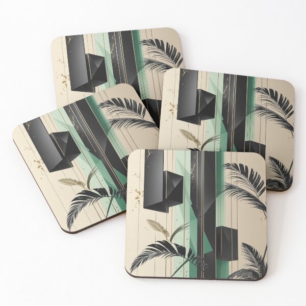Item preview, Elegant Black & Gold Tropical Art Deco Print | Geometric Botanical Design designed and sold by semenol.