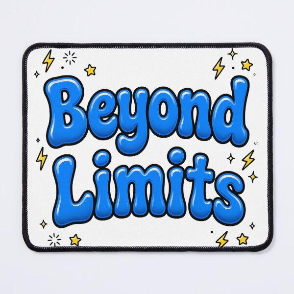 Item preview, Beyond Limits Bright Royal Blue Yellow Lightning Retro Typography Quote designed and sold by AuraVibesArts .
