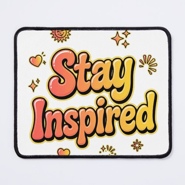 Item preview, Stay Inspired Sunset Orange Yellow Vintage Smiling Sun Retro Quote designed and sold by AuraVibesArts .