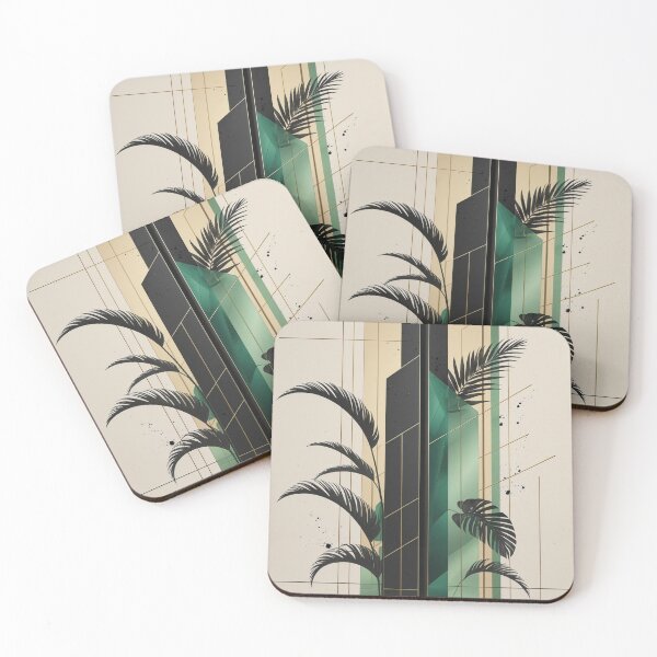 Item preview, Abstract Tropical Art Deco Wallpaper | Luxury Geometric Monstera Design designed and sold by semenol.