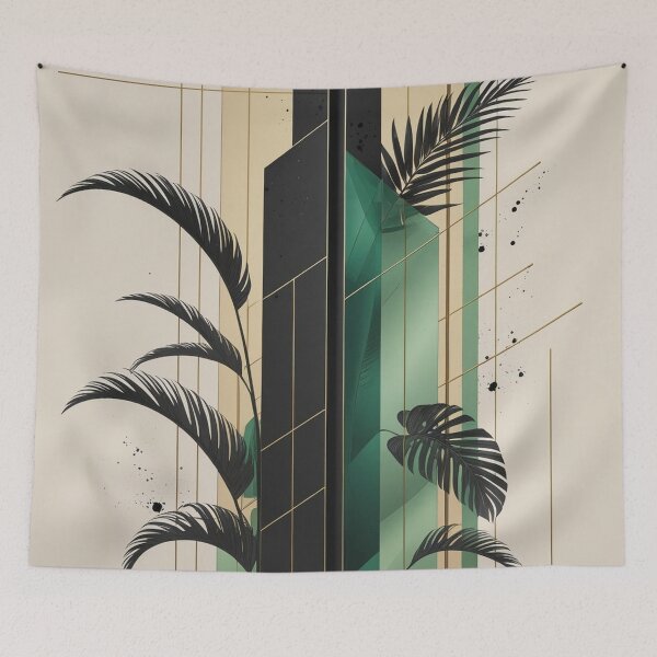 Item preview, Abstract Tropical Art Deco Wallpaper | Luxury Geometric Monstera Design designed and sold by semenol.
