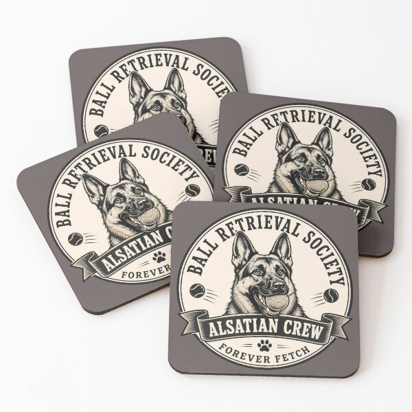 Item preview, Ball Retrieval Society - Alsatian Crew - Forever Fetch/Funny German Shepherd Dog Badge Logo  designed and sold by Halejo68.