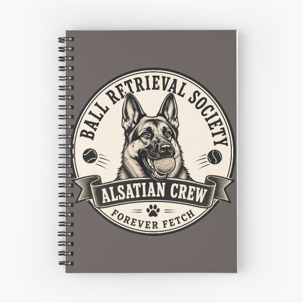 Item preview, Ball Retrieval Society - Alsatian Crew - Forever Fetch/Funny German Shepherd Dog Badge Logo  designed and sold by Halejo68.