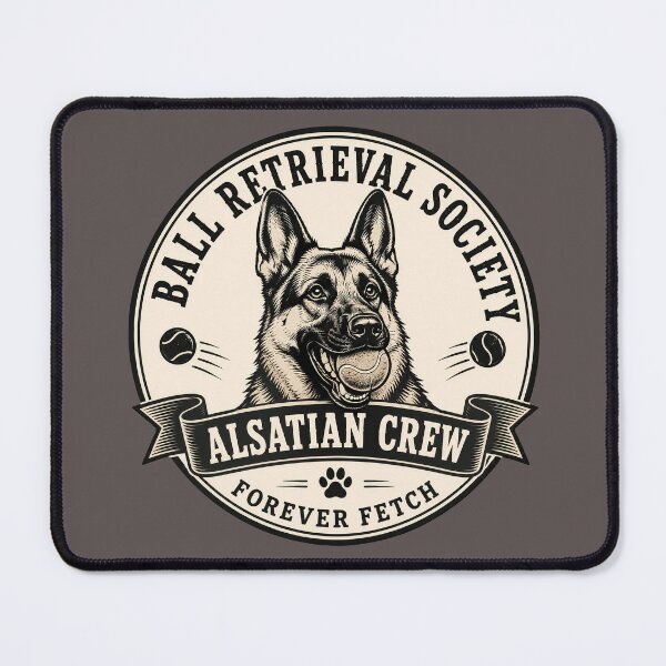 Item preview, Ball Retrieval Society - Alsatian Crew - Forever Fetch/Funny German Shepherd Dog Badge Logo  designed and sold by Halejo68.