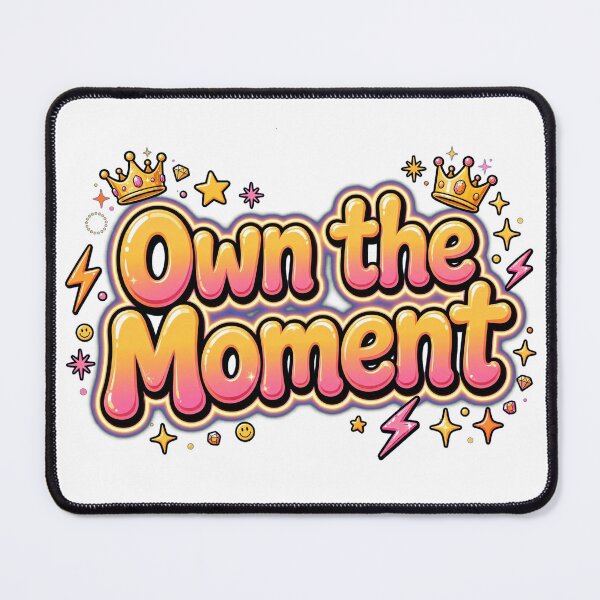 Item preview, Own the Moment Yellow Pink Gradient Crown Gem Retro Typography Quote designed and sold by AuraVibesArts .