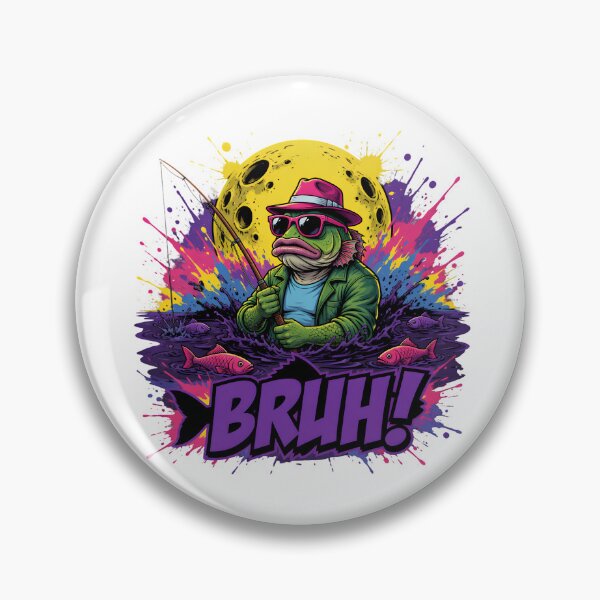Item preview, Cool Frog Fishing Bruh Neon Design designed and sold by TshirtsOnline-.