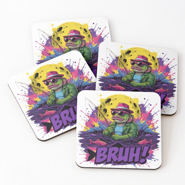 Item preview, Cool Frog Fishing Bruh Neon Design designed and sold by TshirtsOnline-.