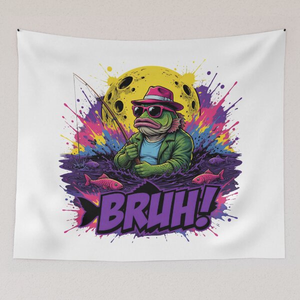 Item preview, Cool Frog Fishing Bruh Neon Design designed and sold by TshirtsOnline-.