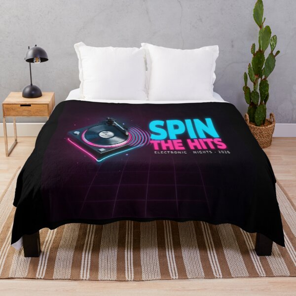 Item preview, Spin The Hits – Neon Turntable Electronic Nights Design designed and sold by Midnight Veil Designs.