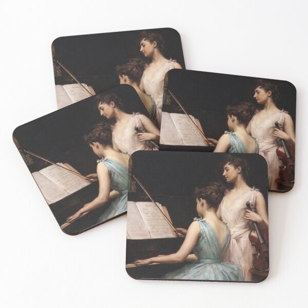 Item preview, The Sonata by Irving Ramsay Wiles - Vintage Classical Music Poster | Elegant Piano & Violin Duet Fine Art Print designed and sold by RickE.