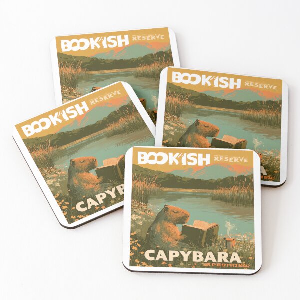 Item preview, Bookish Capybara Reserve Vintage Nature Reading Poster Design designed and sold by urbinet.