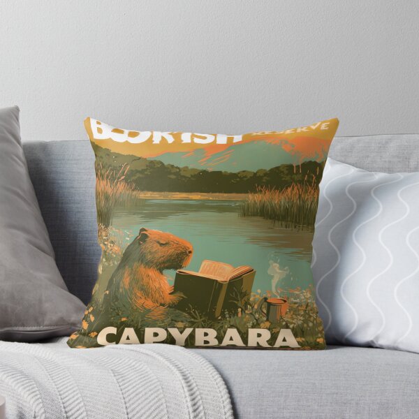 Item preview, Bookish Capybara Reserve Vintage Nature Reading Poster Design designed and sold by urbinet.