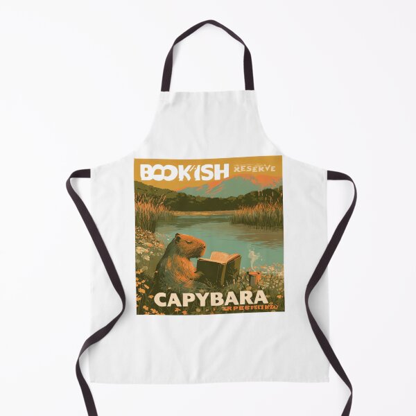 Item preview, Bookish Capybara Reserve Vintage Nature Reading Poster Design designed and sold by urbinet.