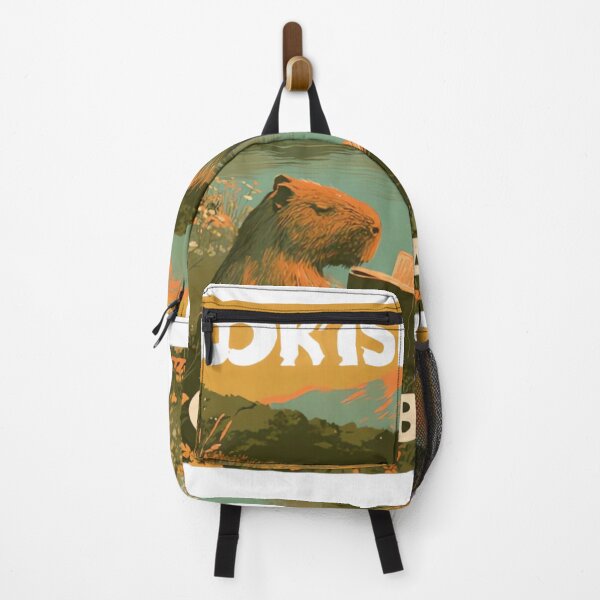 Item preview, Bookish Capybara Reserve Vintage Nature Reading Poster Design designed and sold by urbinet.