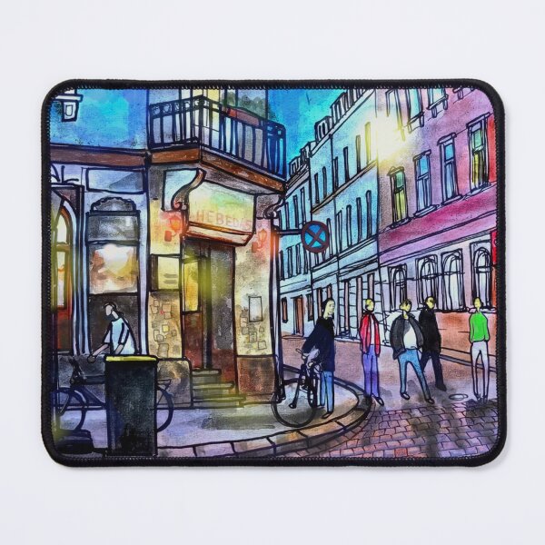 Item preview, Hebedas at Night – Dresden Neustadt | Ink & Watercolor Urban Sketch designed and sold by UMA Urban Sketch.