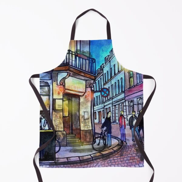 Item preview, Hebedas at Night – Dresden Neustadt | Ink & Watercolor Urban Sketch designed and sold by UMA Urban Sketch.