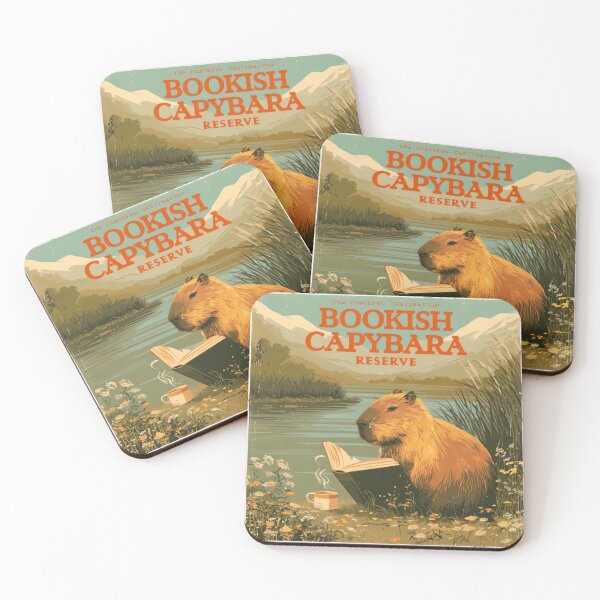 Item preview, Bookish Capybara Reserve Vintage Literary Nature Escape Design designed and sold by urbinet.