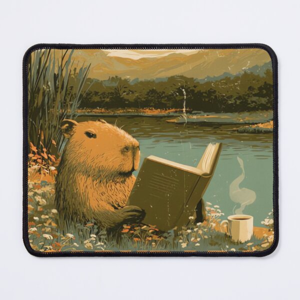 Item preview, Bookish Capybara Reserve Vintage Reader Nature Retreat Design designed and sold by urbinet.