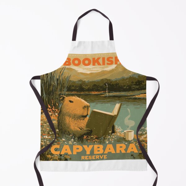 Item preview, Bookish Capybara Reserve Vintage Reader Nature Retreat Design designed and sold by urbinet.