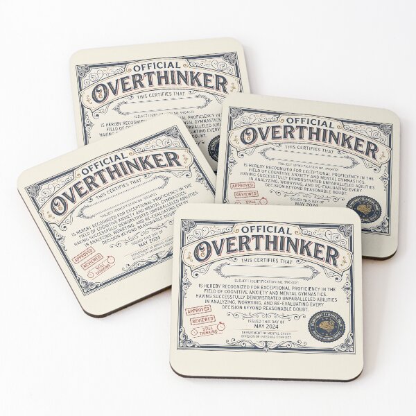 Item preview, Official Overthinker Certificate Funny Anxiety designed and sold by Zazz Lee.