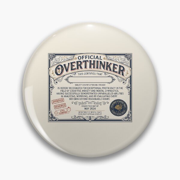 Item preview, Official Overthinker Certificate Funny Anxiety designed and sold by Zazz Lee.