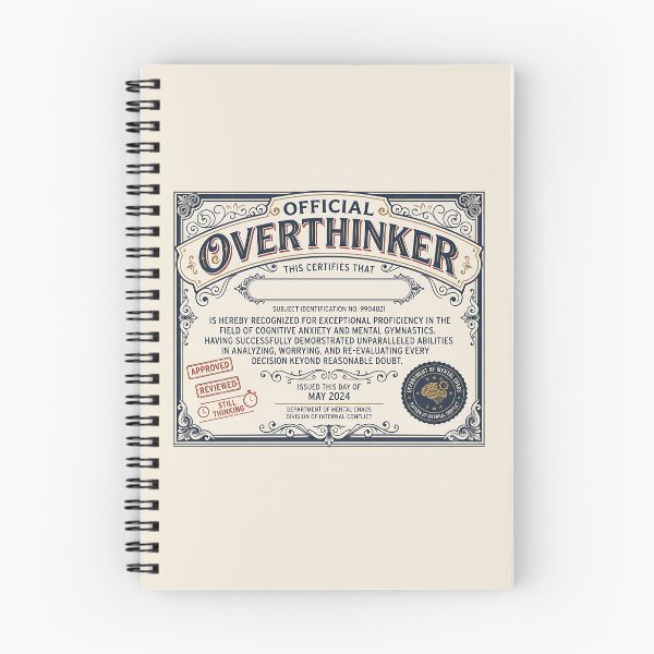 Item preview, Official Overthinker Certificate Funny Anxiety designed and sold by Zazz Lee.